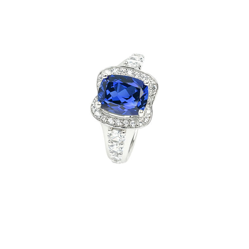 S925 Sterling Silver Lab Sapphire Ring for Women, Versatile - Photo 1
