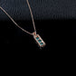 S925 Silver Rose Gold Step-Cut Lab Paraiba Tsavorite Pendant, Single Diamond Accent - Photo 4