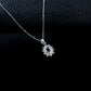 S925 Silver Oval Lab Sapphire Sunflower Diamond Pendant Necklace, Classic - Photo 4