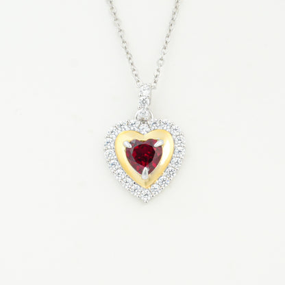 925 Sterling Silver Lab Ruby Heart Necklace, Premium Designer Versatile for Women - Photo 6