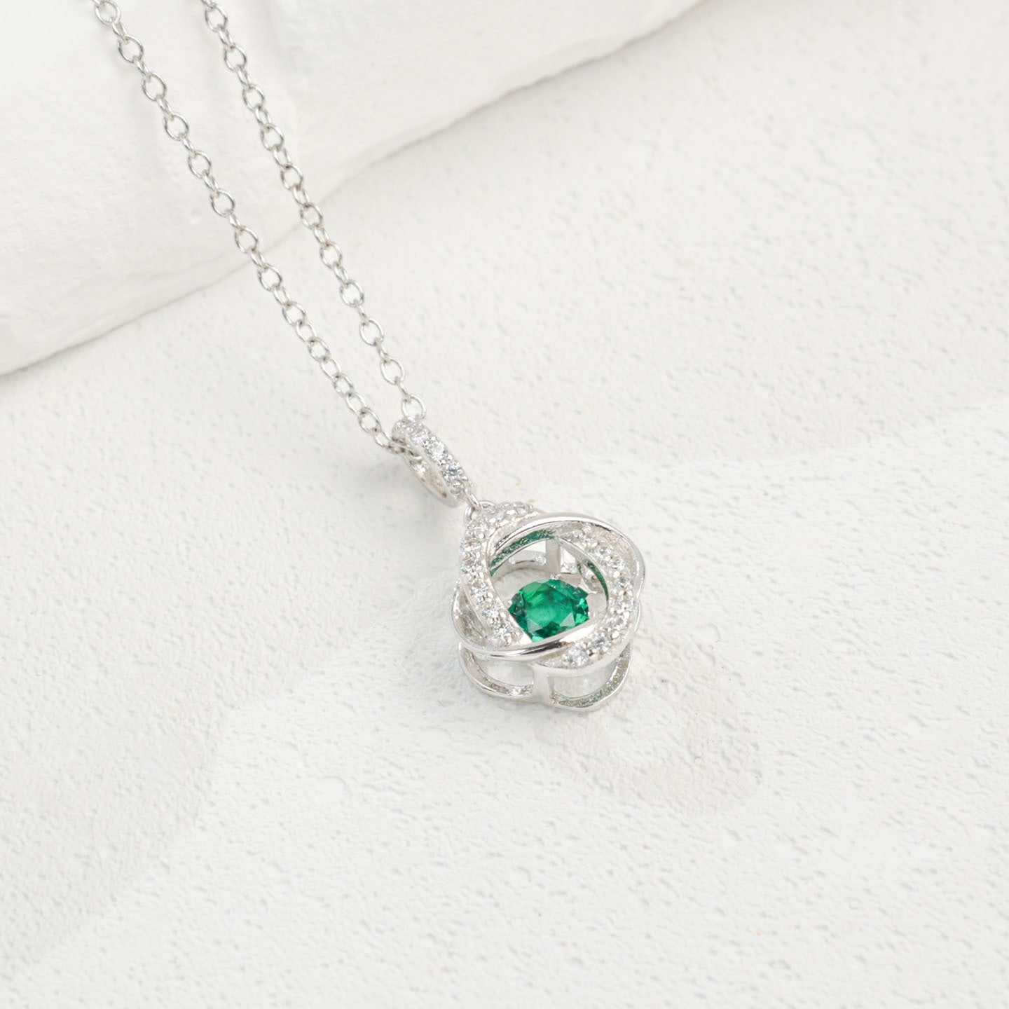 S925 Sterling Silver Lab Emerald Planet Necklace, Minimalist Gift for Women - Photo 1