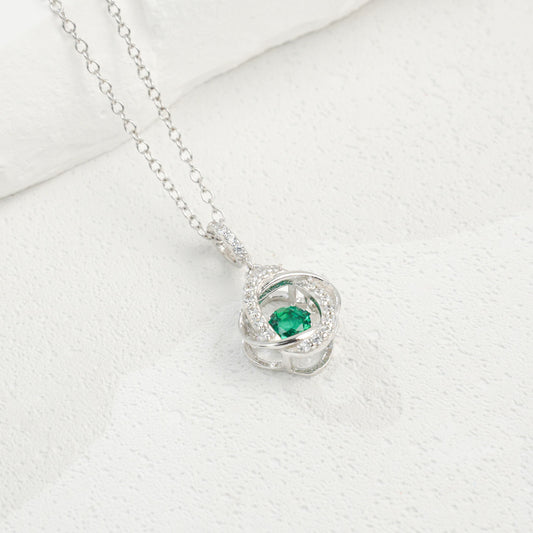 S925 Sterling Silver Lab Emerald Planet Necklace, Minimalist Gift for Women - Photo 1
