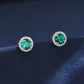 S925 Sterling Silver Lab Emerald Sunflower Pave Stud Earrings, Premium for Women - Photo 4