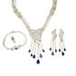 S925 Sterling Silver Lab Sapphire Jewellery Set (Necklace, Bracelet, Ring, Earrings) - Photo 5