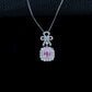 Lab Pink Sapphire Sugarloaf Pendant S925 Rhodium-Plated Bow, Choker Necklace - Photo 2