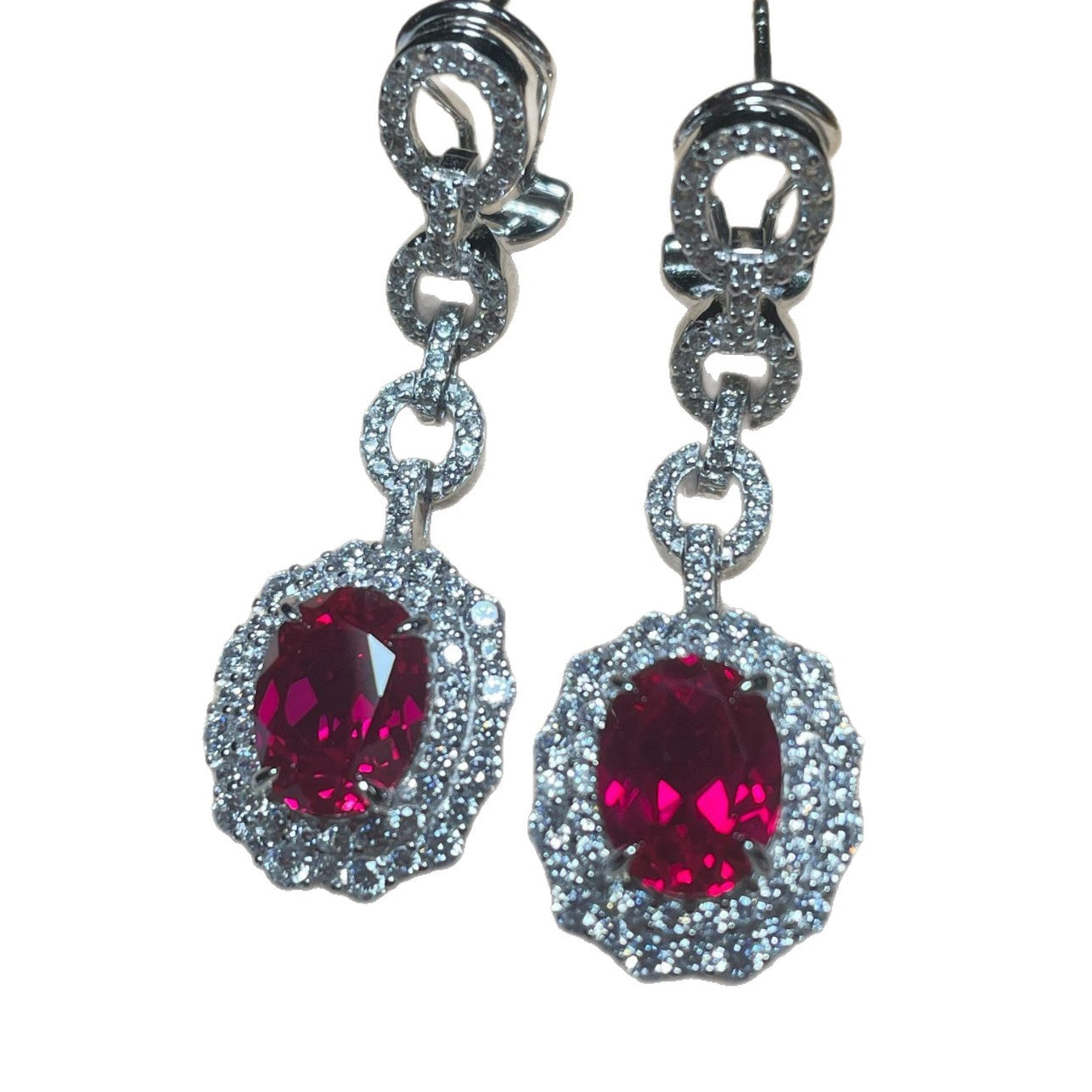 S925 Sterling Silver Lab Ruby Earrings, Sparkling Versatile - Photo 5