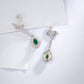 S925 Sterling Silver Lab Emerald Stud Earrings, Teardrop Butterfly Diamond - Photo 3