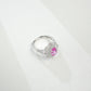 S925 Sterling Silver Lab Gemstone Snowflake Pave Open Ring, Premium Versatile - Photo 4