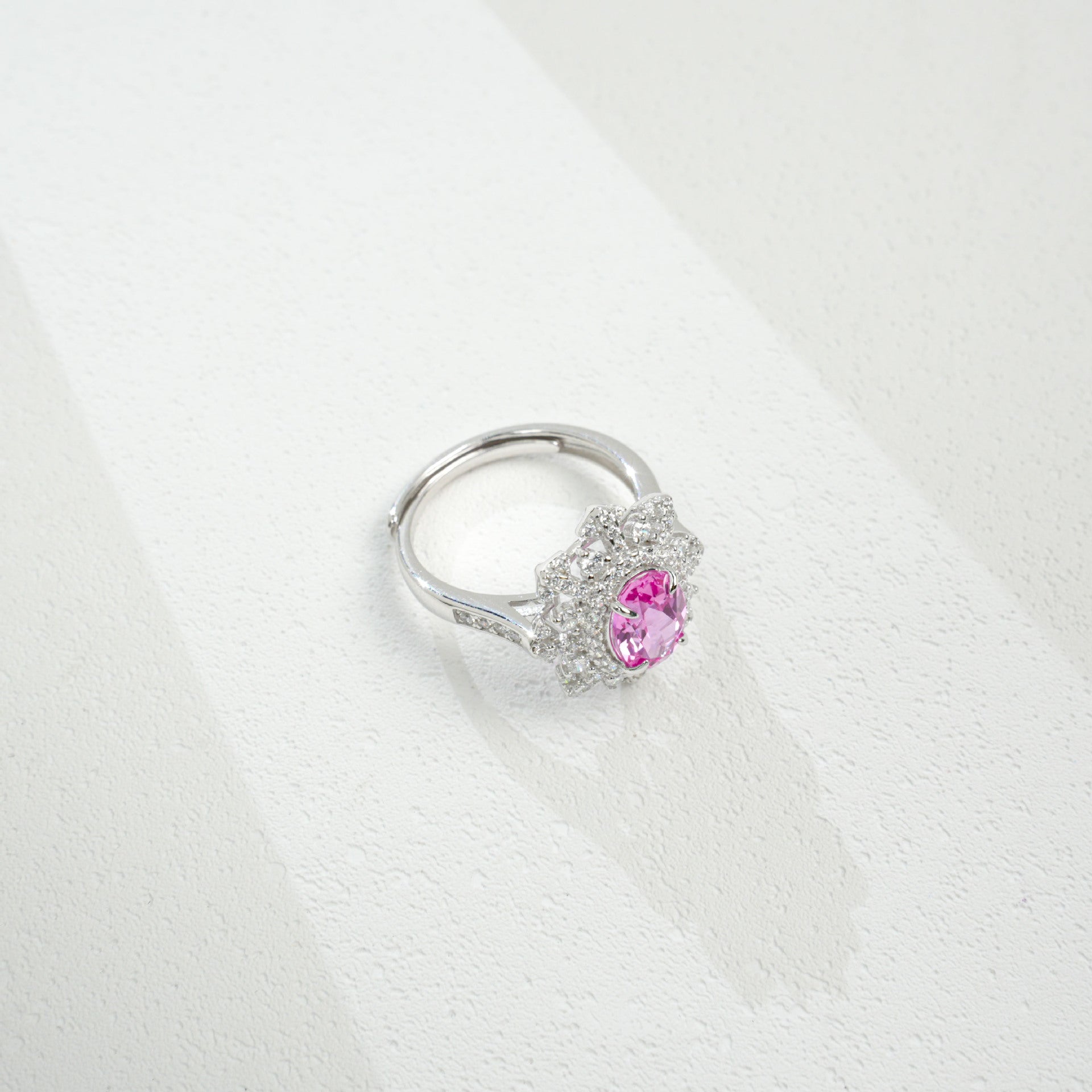 S925 Sterling Silver Lab Gemstone Snowflake Pave Open Ring, Premium Versatile - Photo 4