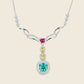 S925 Sterling Silver Emerald-Cut Gemstone Micro-Pave Pendant Choker Necklace, Versatile - Photo 1