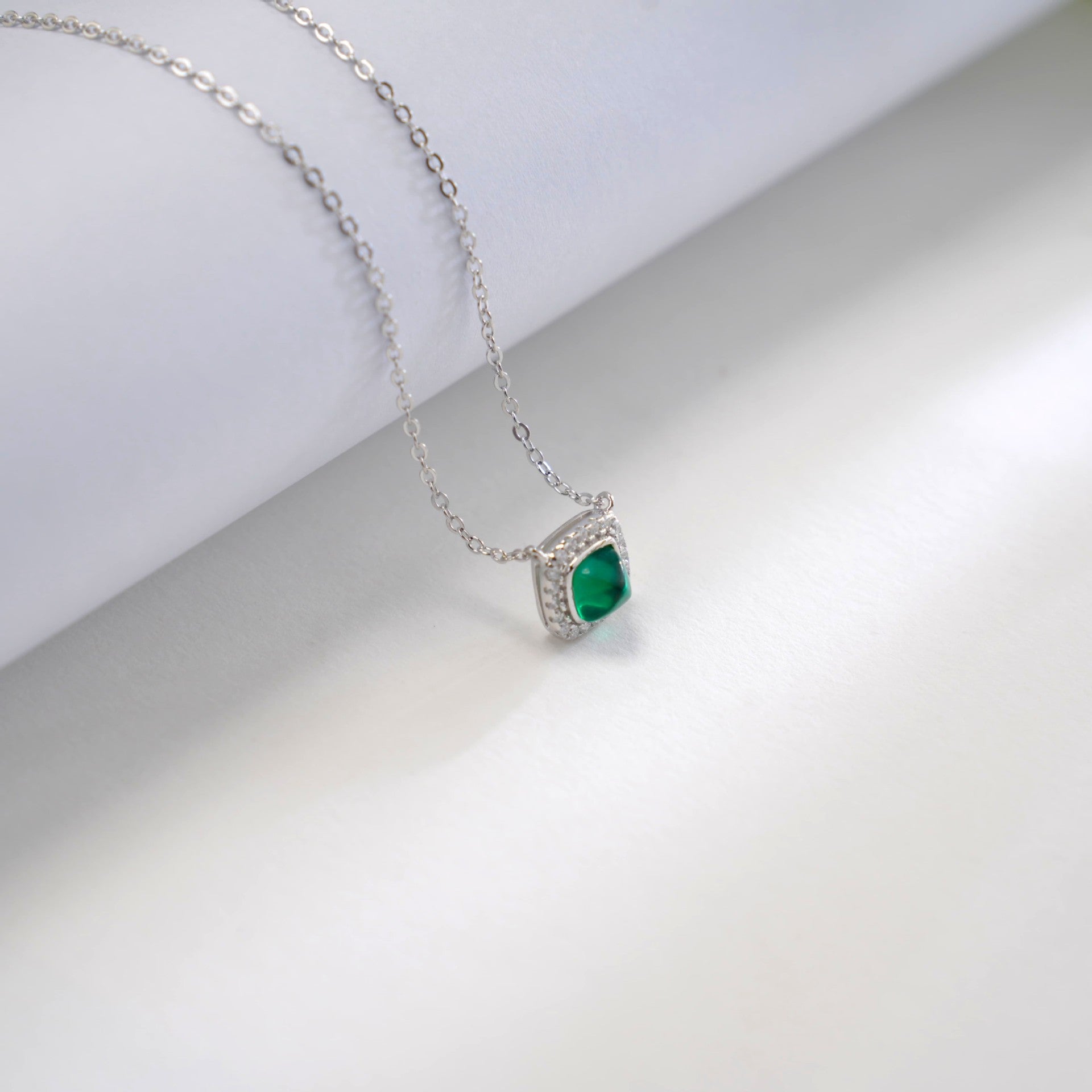 Lab Emerald Necklace S925 Silver Simple Versatile Gift - Photo 4