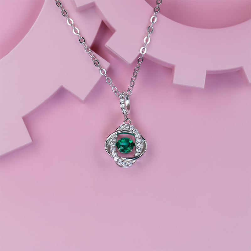 S925 Sterling Silver Lab Emerald Necklace, Design Gift Birthday - Photo 3