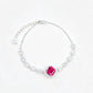 S925 Sterling Silver Lab Ruby Princess-Cut Pave Bracelet, Premium Jewellery - Photo 1