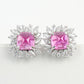 S925 Sterling Silver Lab Padparadscha Sunflower Earrings, Elegant for Women - Photo 1