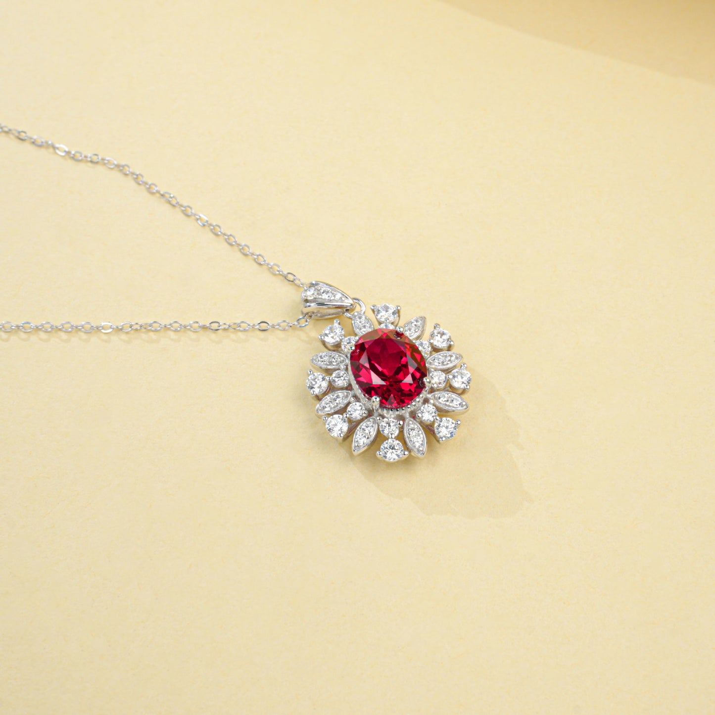 S925 Sterling Silver Lab Ruby Choker Necklace for Women, Versatile - Photo 3
