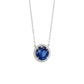 S925 Silver Round Lab Sapphire Single-Hoop Full Diamond Halo Pendant Necklace, Premium - Photo 5