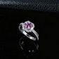 S925 Silver Lab Padparadscha Pink Sapphire Ring Square Full Diamond - Photo 6