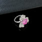 S925 Sterling Silver Lab Padparadscha Pave 'Three-Life Stone' Ring, for Women - Photo 3