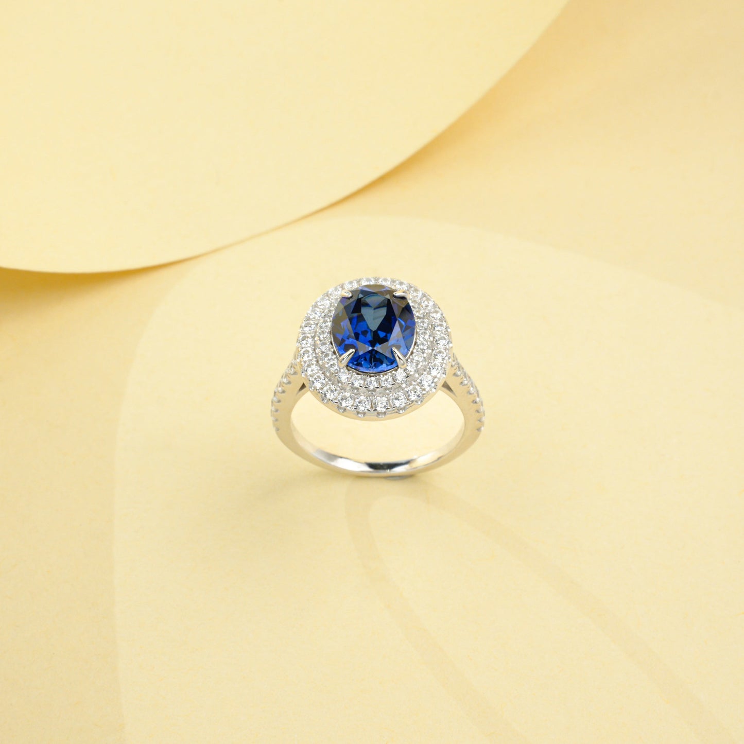 925 Sterling Silver Lab Sapphire Diamond Ring, Minimalist for Women - Photo 2