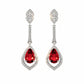 S925 Silver Teardrop Hollow Ruby Long Drop Earrings, Vintage Evening Premium - Photo 1