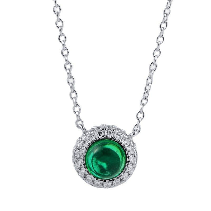 S925 Sterling Silver Lab Emerald Plain Necklace, Simple Anniversary Gift - Photo 5
