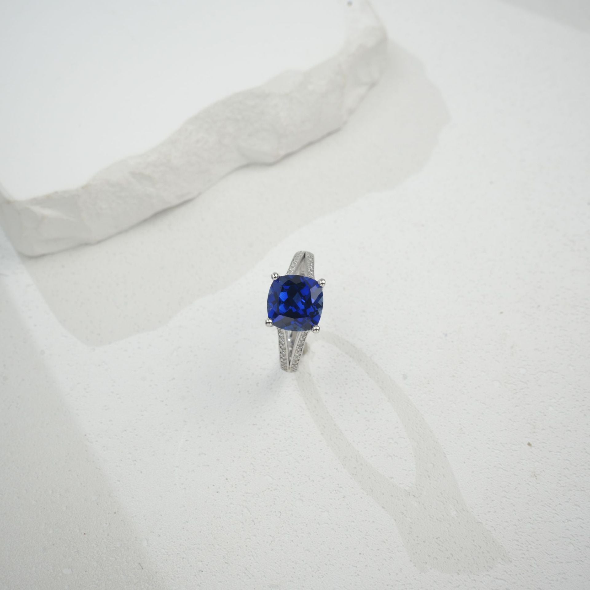 S925 Sterling Silver Sapphire Ring, Vintage Premium Trend - Photo 3