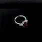 S925 Sterling Silver Lab Pigeon Blood Ruby Ring for Women, French Vintage Elegant - Photo 4