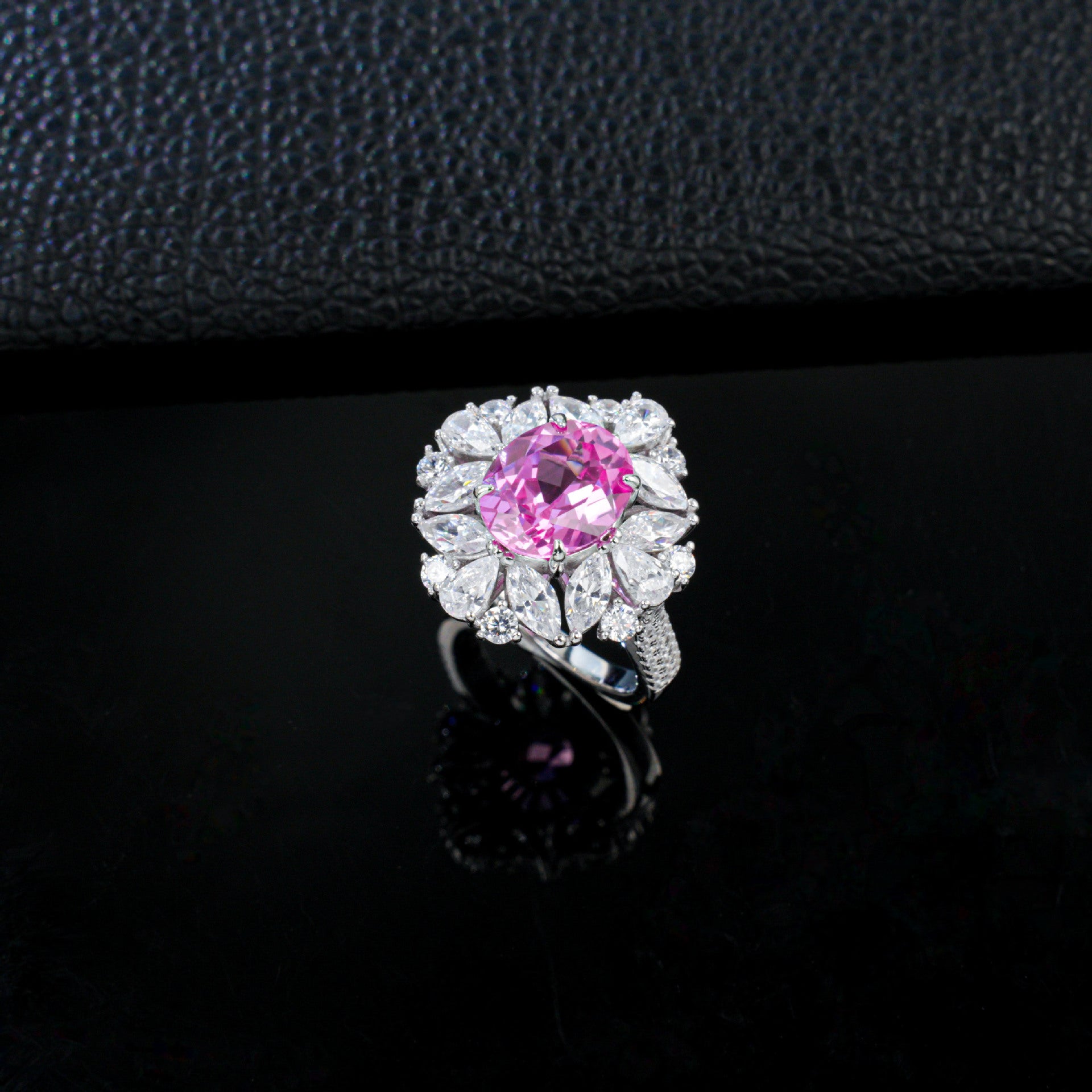 S925 Silver Lab Diamond Ring Pink Sapphire - Photo 5