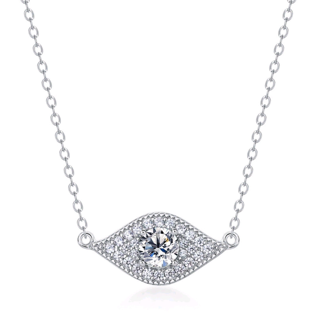 S925 Silver Marquise Halo Full Diamond Necklace, Simple Birthday Gift - Photo 5