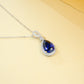 925 Sterling Silver Lab Sapphire Teardrop Pave Choker Necklace, Versatile for Women - Photo 2