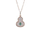 S925 Silver Rose Gold Lab Emerald Gourd Necklace, Style Full Diamond - Photo 5