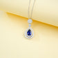 S925 Sterling Silver Lab Sapphire Teardrop Necklace for Women - Photo 2