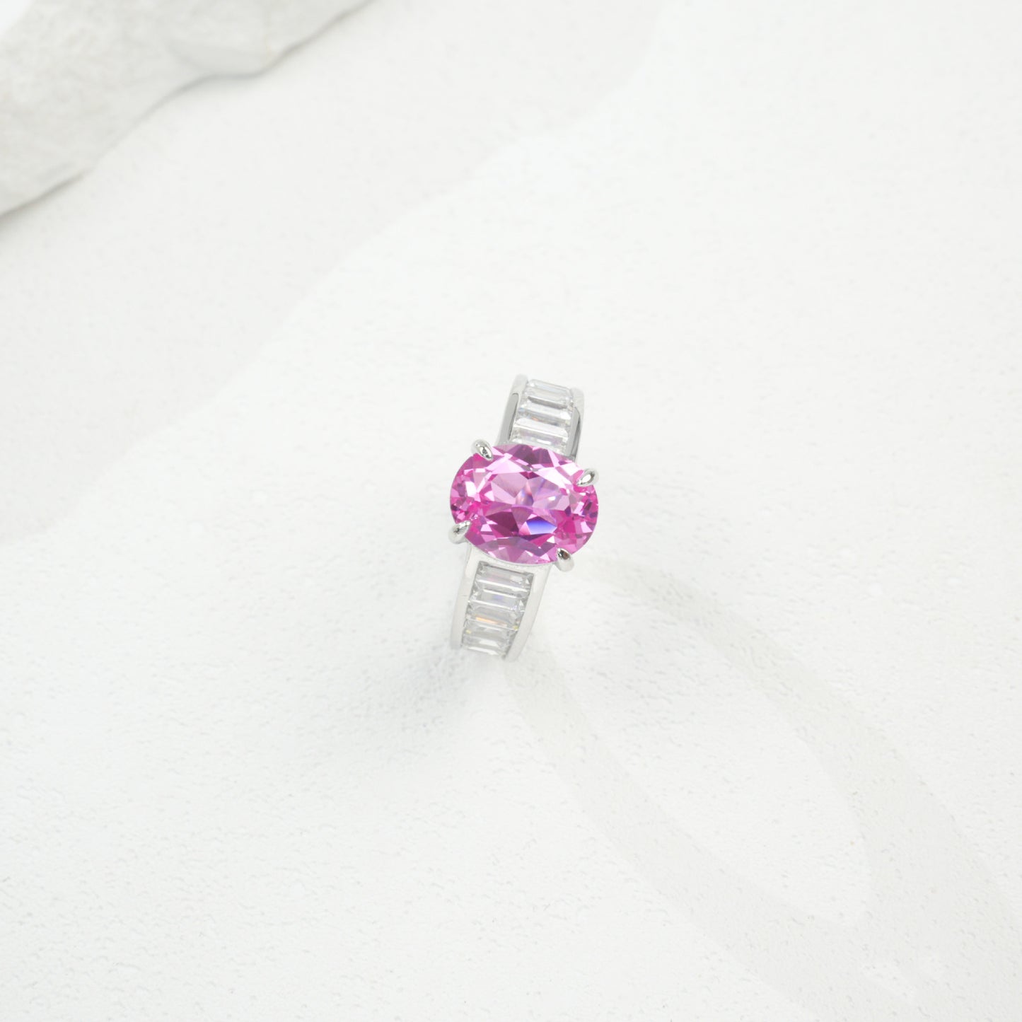 S925 Sterling Silver Lab Padparadscha Ring for Women, Princess Vintage Gift - Photo 5