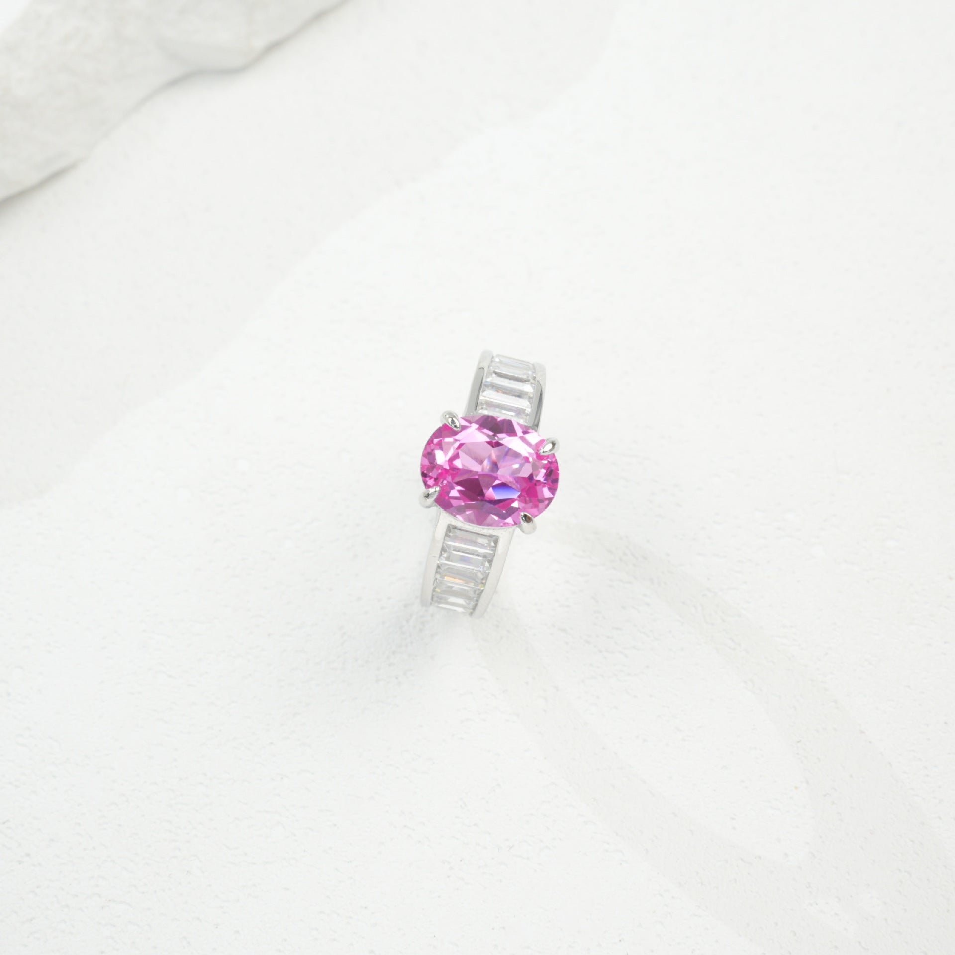 S925 Sterling Silver Lab Padparadscha Ring for Women, Princess Vintage Gift - Photo 5