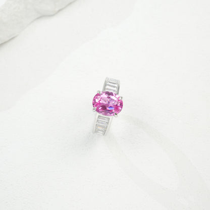 S925 Sterling Silver Lab Padparadscha Ring for Women, Princess Vintage Gift - Photo 5