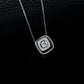 S925 Silver Double-Layer Square Halo Pendant Necklace, Elegant Versatile - Photo 4