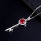 925 Sterling Silver Lab Ruby Key Pendant Choker Necklace, Versatile - Photo 4
