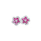 S925 Silver Lab Ruby Flower Stud Earrings, Luxurious Full Diamond - Photo 5