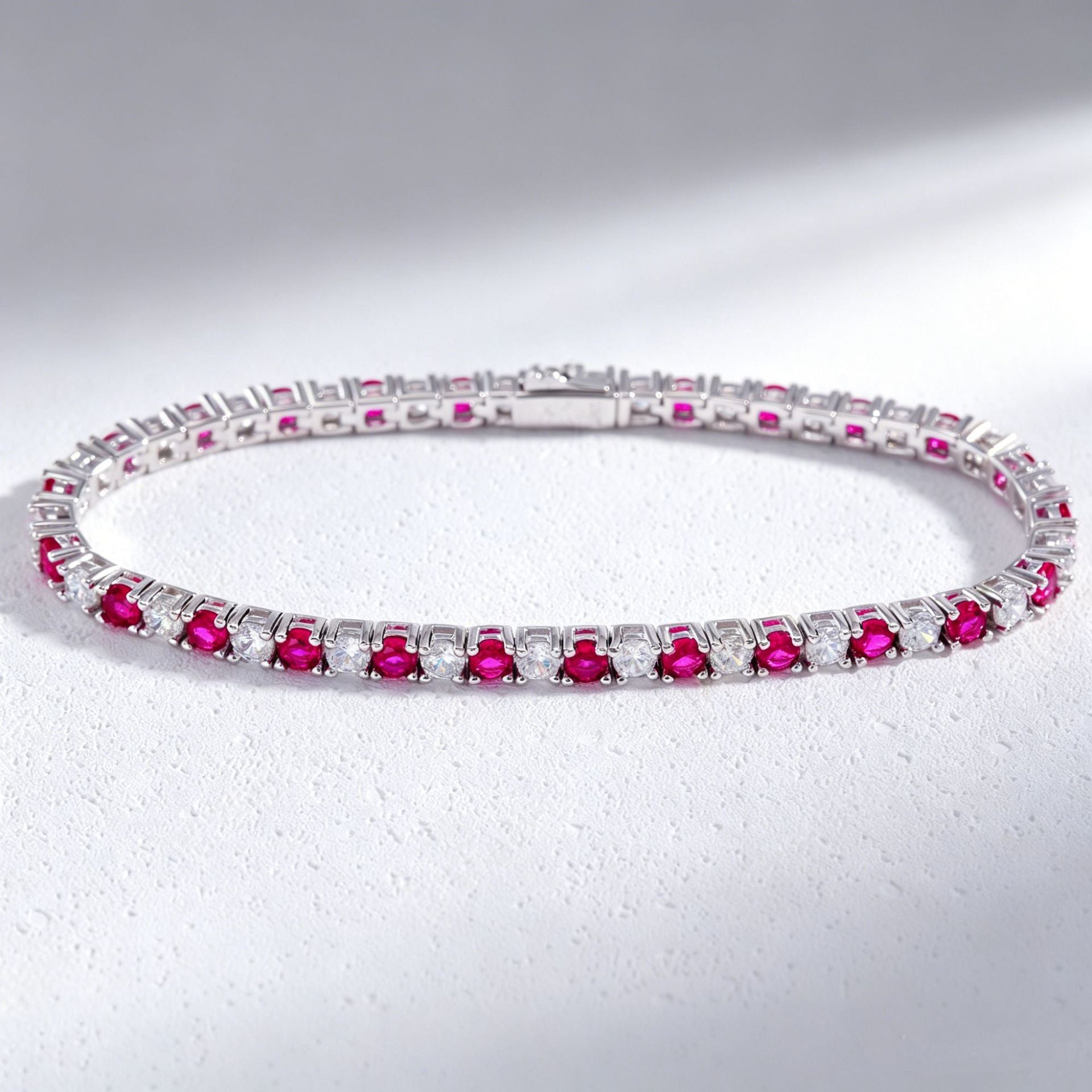 Lab Ruby Bracelet S925 Silver Diamond, Premium Gift Jewellery - Photo 4
