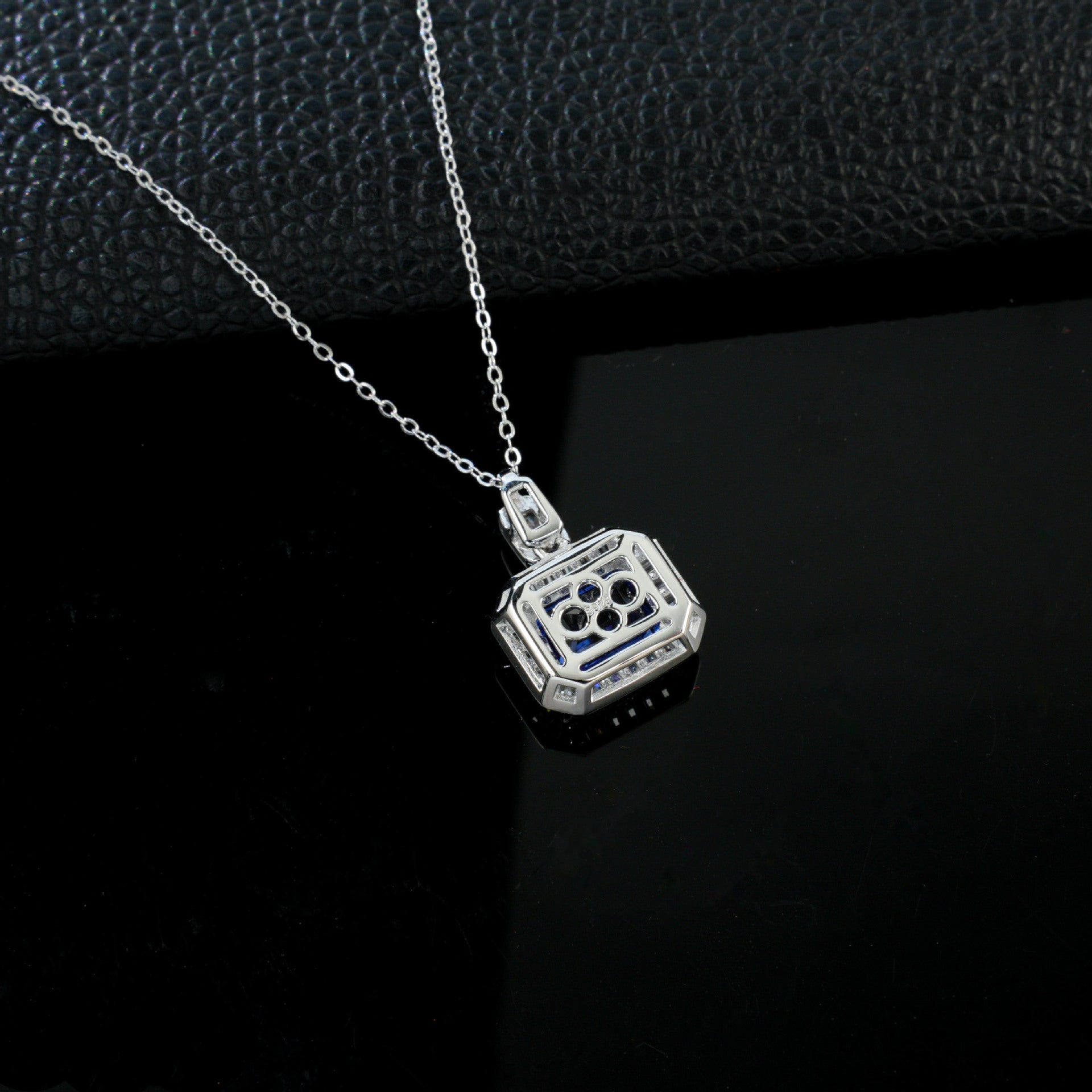 S925 Sterling Silver Cornflower Lab Sapphire Necklace, Premium Vintage Unique - Photo 4