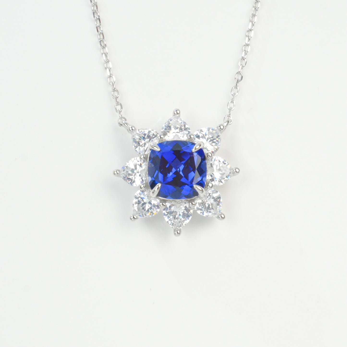 S925 Sterling Silver Lab Sapphire Necklace, Delicate Versatile - Photo 2
