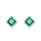 S925 Sterling Silver Lab Emerald Earrings, Sparkling Diamond Versatile - Photo 3