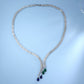 S925 Silver Necklace Emerald and Sapphire Pendant Diamond Chain, Premium Skin-Brightening - Photo 3