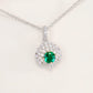 925 Sterling Silver 18K Gold-Plated Lab Emerald Pendant Necklace for Women, Elegant - Photo 2
