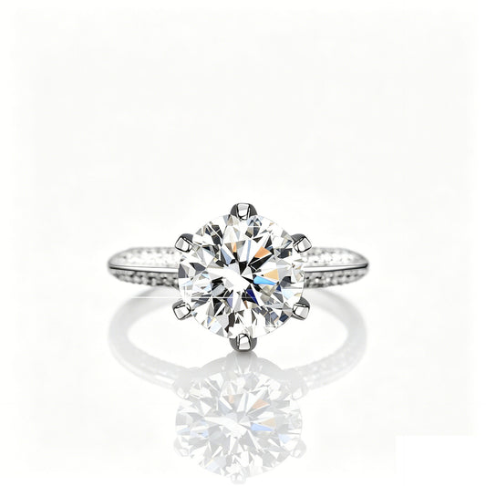 925 Sterling Silver Lab Diamond Six-Prong Engagement Ring, Premium - Photo 5