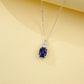 S925 Sterling Silver Lab Sapphire Necklace, Versatile Girlfriend Gift - Photo 3