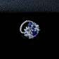 S925 Sterling Silver Lab Sapphire Ring 4-Claw Double-Side Full Diamond, Anniversary Versatile Elegant - Photo 3