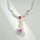 S925 Sterling Silver Square Lab Padparadscha Pendant Necklace, Designer - Photo 1