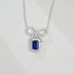 925 Sterling Silver Lab Sapphire Bowknot Pave Halo Necklace, Delicate O-Chain for Women - Photo 2