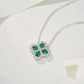 S925 Sterling Silver Lab Emerald Four-Leaf Clover Ruby Ring, Vintage Set - Photo 2